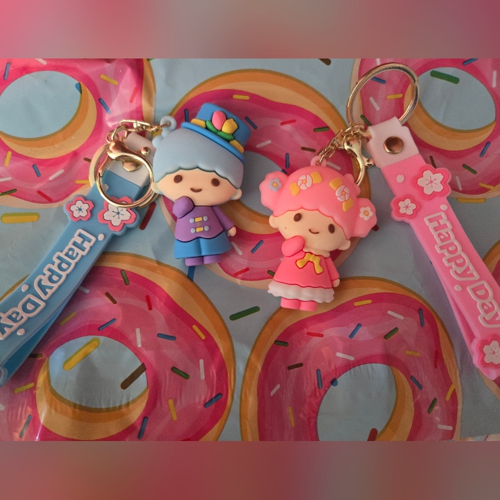 Little TWIN Stars Character Keychain Set - Blue and Pink 2 Pieces
